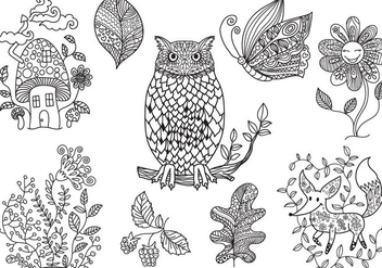 Free Enchanted Forest Coloring Vectors - Free vector #330023