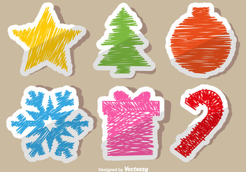 Christmas doodle stickers - Free vector #330163