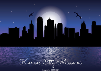 Kansas City Night Skyline - vector gratuit #331193 