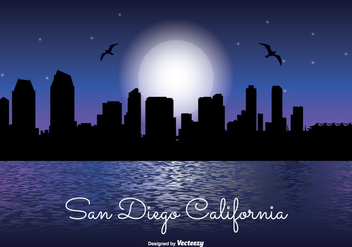 San Diego Night Skyline - Free vector #331433