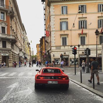 Red Ferrari car on road - image gratuit #332393 