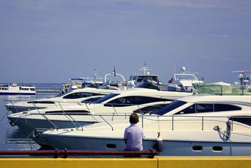 white yachts on a blue sea - Free image #333263