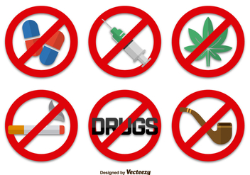 No drugs signs icons - Free vector #333863