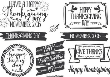 Hand Drawn Style Thanksgiving Label Set - Free vector #334603