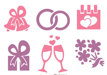 Wedding Pink And Purple Icons - vector gratuit #335973 