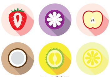 Slice Fruits Long Shadow Icons - Free vector #336123