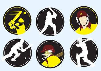 Cricket Player Icons - Free vector #341553
