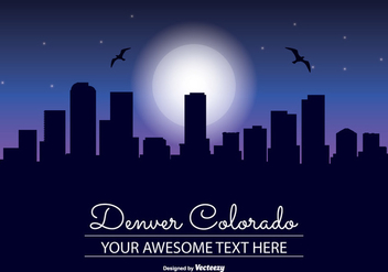 Denver Colorado Night Skyline Illustration - бесплатный vector #341643