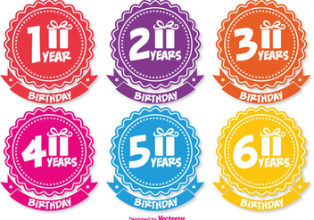 Colorful Birthday Badges - Kostenloses vector #341783