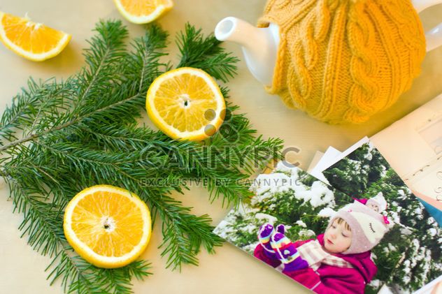 New Year's composition for holidays with photos and lemon - image gratuit #342573 