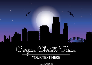 Corpus Christi Night Skyline Illustration - бесплатный vector #343683