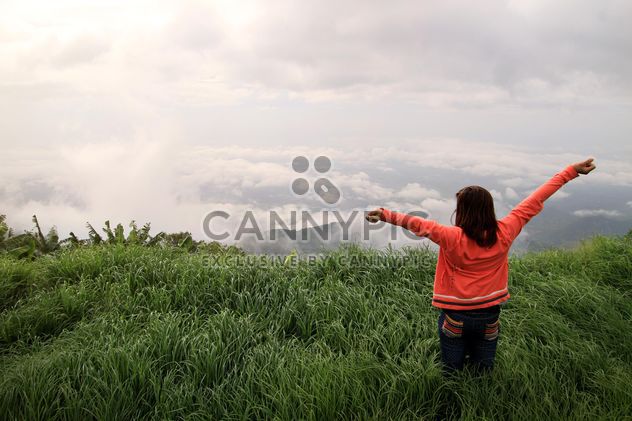 Rear view of woman in green field - Free image #344563