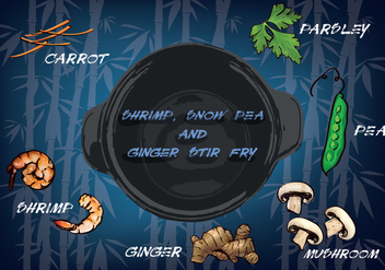 Free Background Illustration of Carrot, Parsley, Pea, Mushroom, Ginger and Shrimp - vector gratuit #345283 