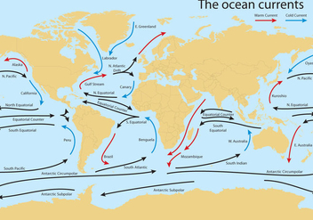 Ocean Current Worldmap Vector - Kostenloses vector #352043