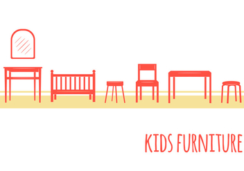 Kids Furniture Icons - vector gratuit #352333 