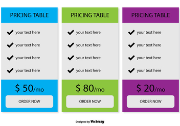 Pricing Table Vector - Kostenloses vector #354103