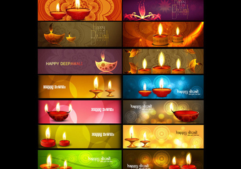 Set Of Header For Diwali - vector gratuit #354433 