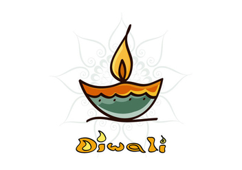 Diwali Diya With Rangoli - Free vector #354443