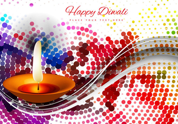 Diwali Diya With Halftone Design - Kostenloses vector #354513