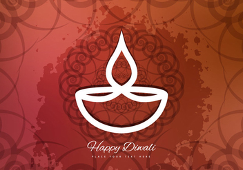 Happy Diwali With Oil Lamp - vector gratuit #354893 
