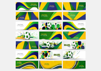 Header Of Brazilian Flag Color With Soccer - vector gratuit #354903 