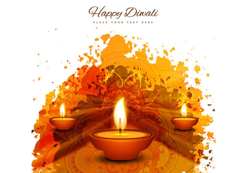Happy Diwali With Three Diya On Grunge Background - Free vector #355093