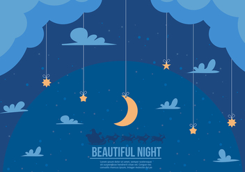 Free Beautiful Night Santa Sleigh Vector - бесплатный vector #356963