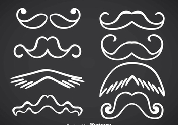 Movember Mustache White Line Vectors - Free vector #357163
