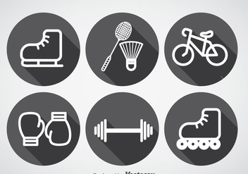 Sports Long Shadow Icons Vector - Free vector #358143