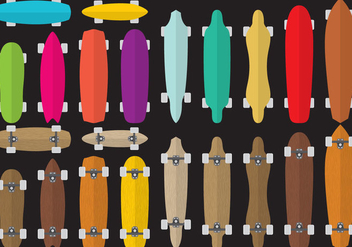 Colorful And Wood Longboard Vectors - vector gratuit #359813 