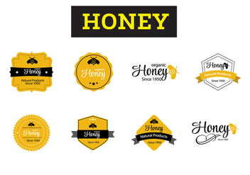 Honey Bee Badge Vectors - Free vector #359993
