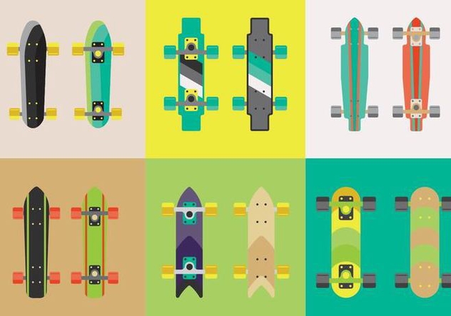 Free Longboard Skateboard Vectors - Kostenloses vector #361413