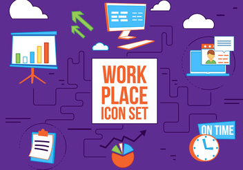 Free Flat Design Vector Work Place Icons - vector gratuit #362613 