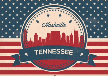 Retro Nashville Skyline Illustration - бесплатный vector #363753