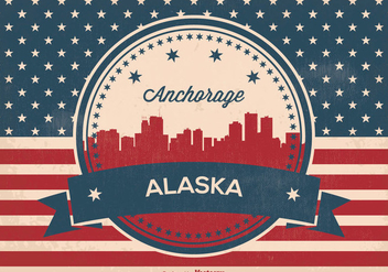 Retro Anchorage Alaska Skyline Illustration - vector gratuit #364023 
