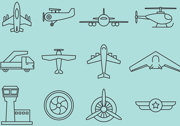 Airplanes Line Icons - бесплатный vector #364343