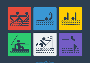 Free Vector Water Sport Pictograms - Free vector #365553