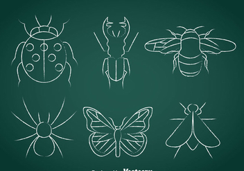 Insects Chalk Drawn Icons - vector gratuit #366393 