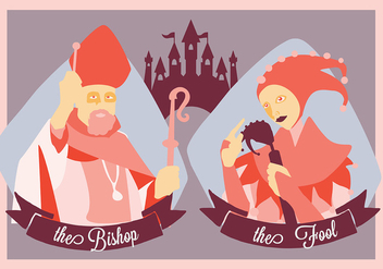 Free Medieval People The Bishop and The Fool Vector Illustration - бесплатный vector #366603