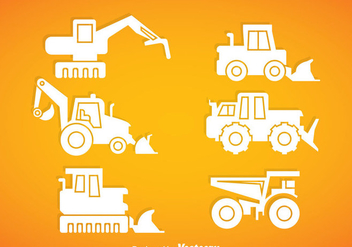 Construction Vehicle White Icons vector - Free vector #368293