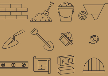Bricklayer Line Icons - Free vector #368623
