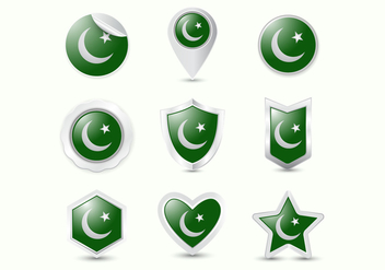 Free Pakistan Flag Realistic Badge Vectors - Kostenloses vector #369793