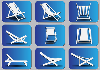 Deck chair Silhouette icon set - vector gratuit #374443 