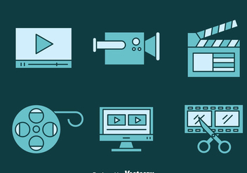 Video Editing Blue Icons - Free vector #374503