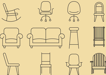 Chair Line Icons - vector gratuit #375043 