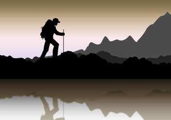Mountaineer Landscape silhouette - Free vector #376823