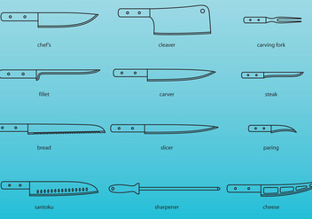Kitchen Knives Icons - vector #377183 gratis