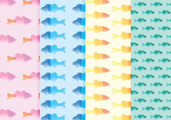 Vector Watercolor Fish Patterns - бесплатный vector #378783