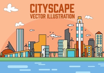 Free Peach Linear City Vector Illustration - Free vector #379183