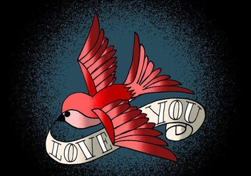 Bird & Banner Tattoo Art - Free vector #380333
